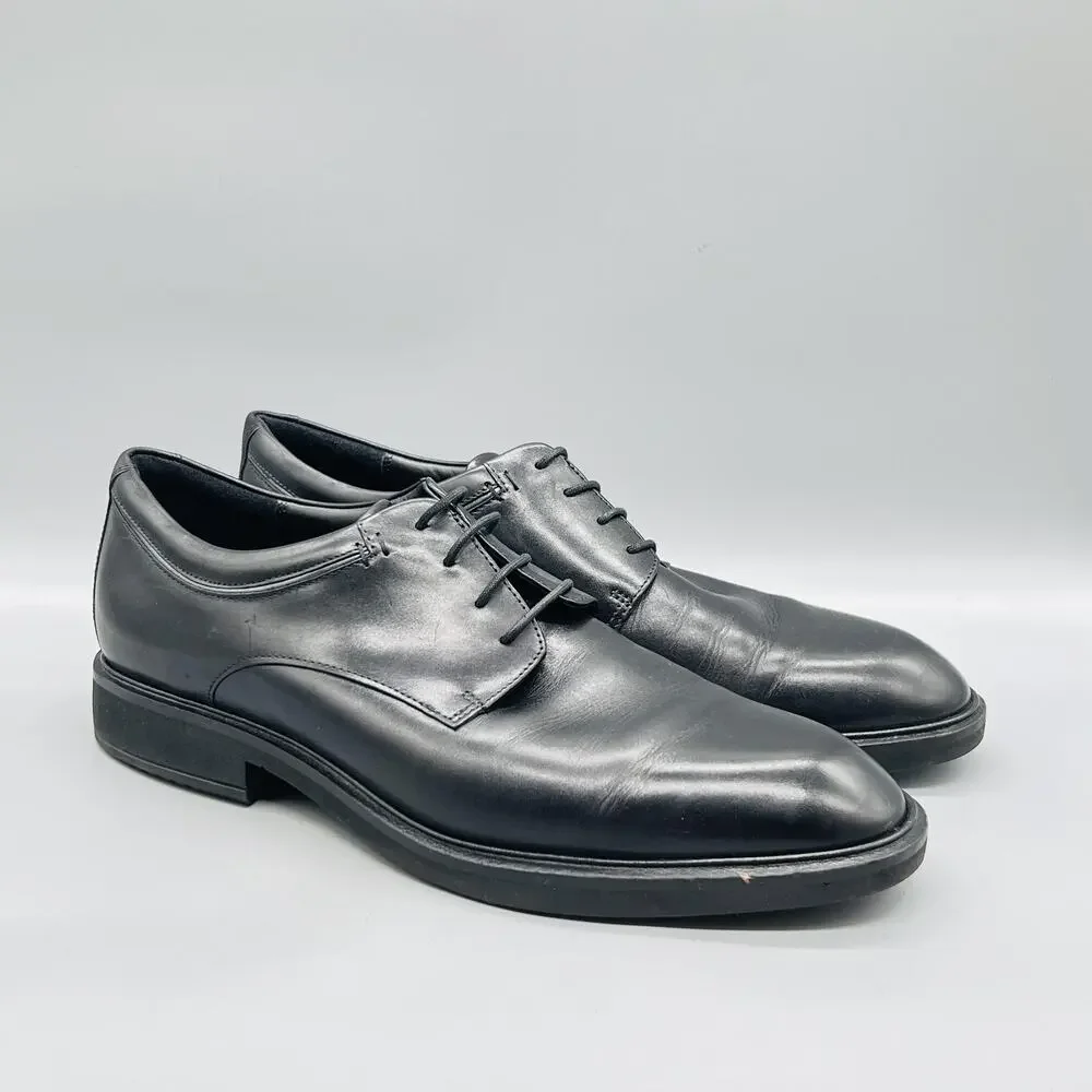 ECCO Shoes Mens 12 Black Leather Lace Up Derby Oxford Dress Comfort Classic